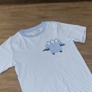 Gymboree Light Blue and White Striped Tee with Dinosaur Patch